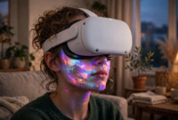 augmented-reality-vs-virtual-reality-1 Augmented reality vs virtual reality — person wearing a VR headset