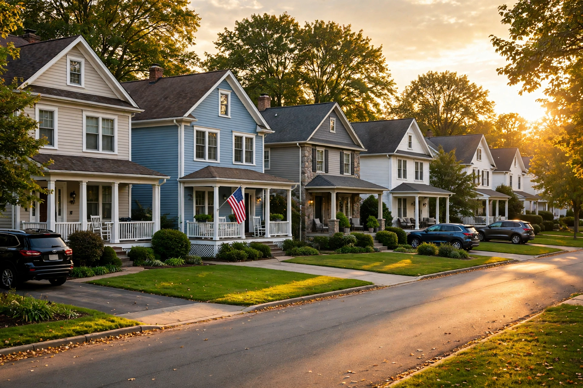 Best insurance companies in USA 2026 — American suburban homes and cars protected by reliable insurance