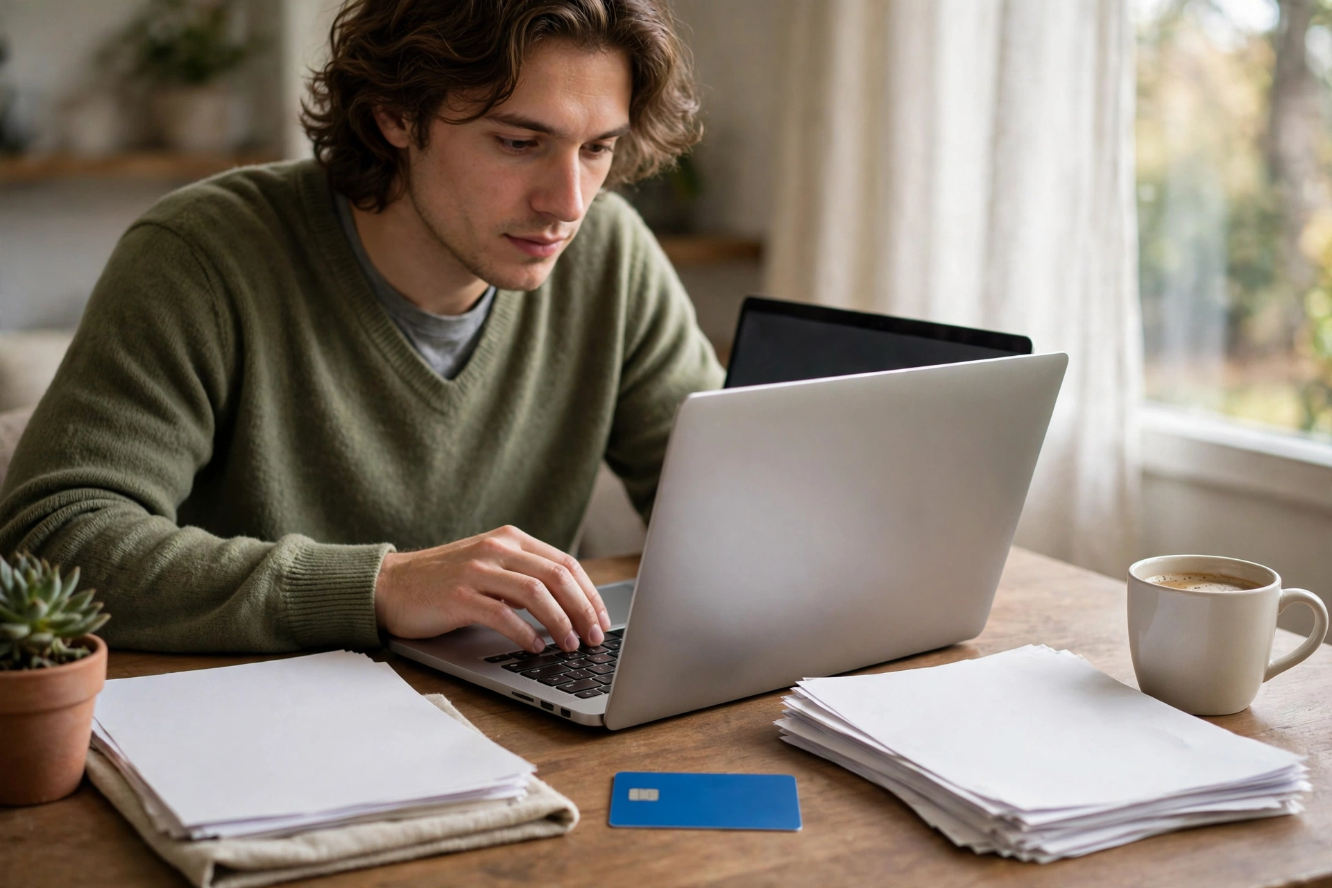 Person completing health insurance enrollment on a laptop at home