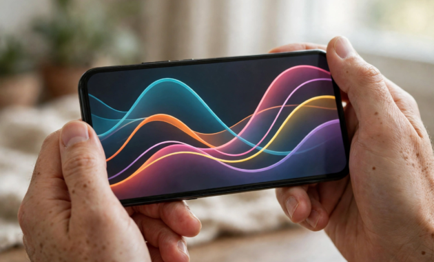 Hands holding a phone showing a simple forex trading chart for small capital beginners
